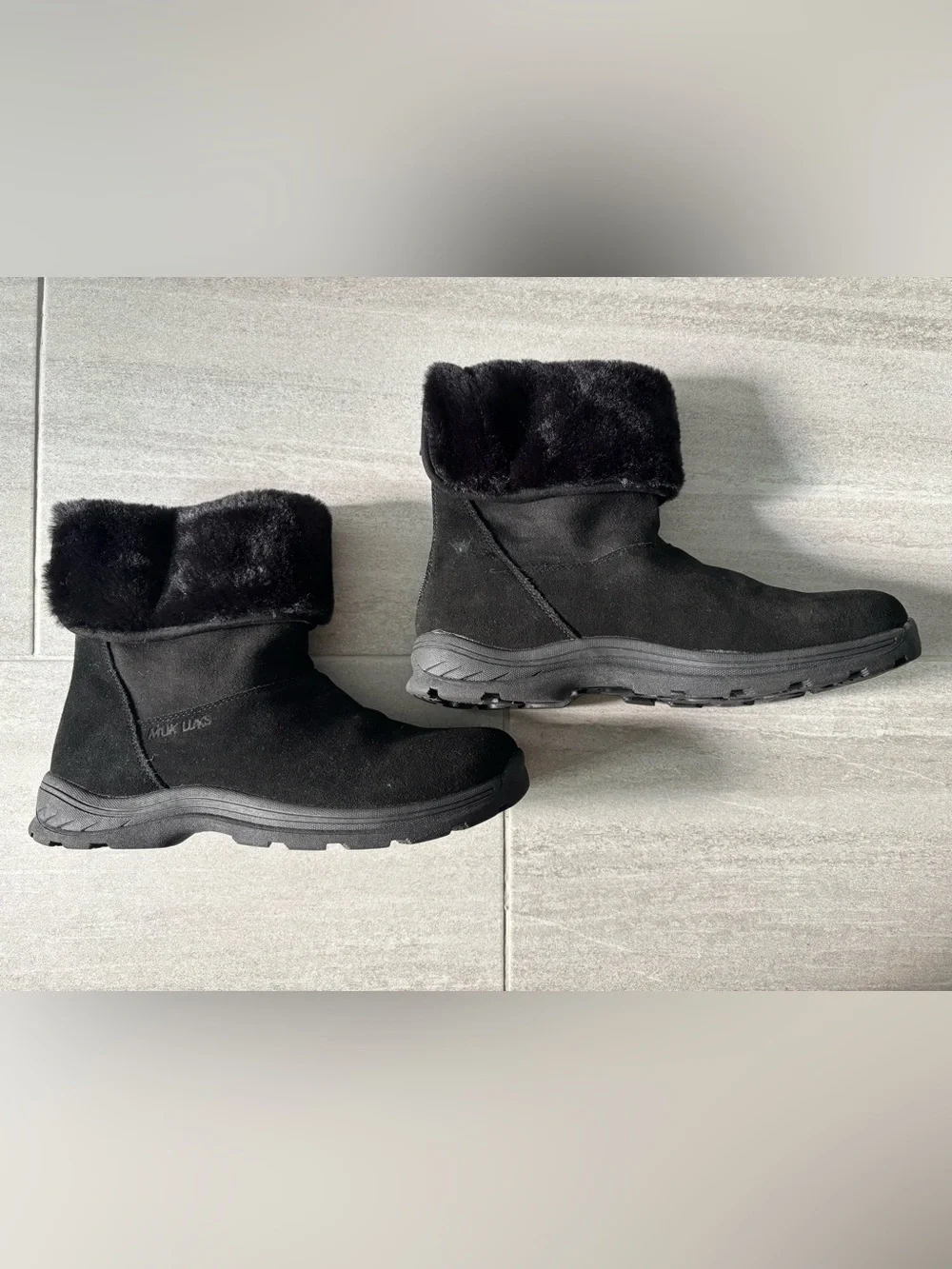 Muk Luks Black Faux Fur Cuff Ankle Boots